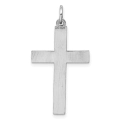 Sterling Silver Rhodium-plated Laser Designed Cross Pendant - 46