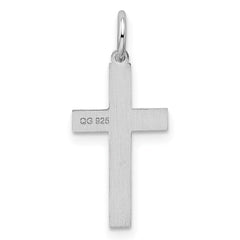 Sterling Silver Rhodium-plated Laser Designed Cross Charm - 15