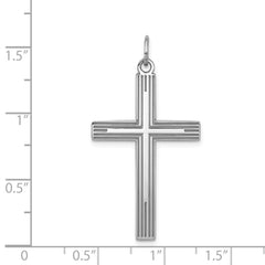 Sterling Silver Rhodium-plated Laser Designed Cross Pendant - 47