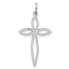 Sterling Silver Rhodium-plated Laser Designed Cross Pendant - 3