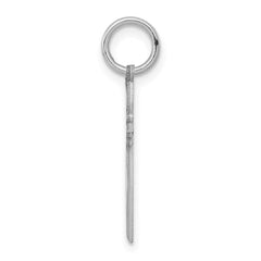 Sterling Silver Rhodium-plated Laser Designed Cross Charm - 8