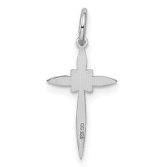 Sterling Silver Rhodium-plated Laser Designed Cross Charm - 8