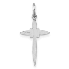 Sterling Silver Rhodium-plated Laser Designed Cross Pendant - 17