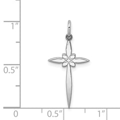 Sterling Silver Rhodium-plated Laser Designed Cross Pendant - 17