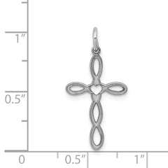 Sterling Silver Rhodium-plated Laser Designed Cross Pendant - 48