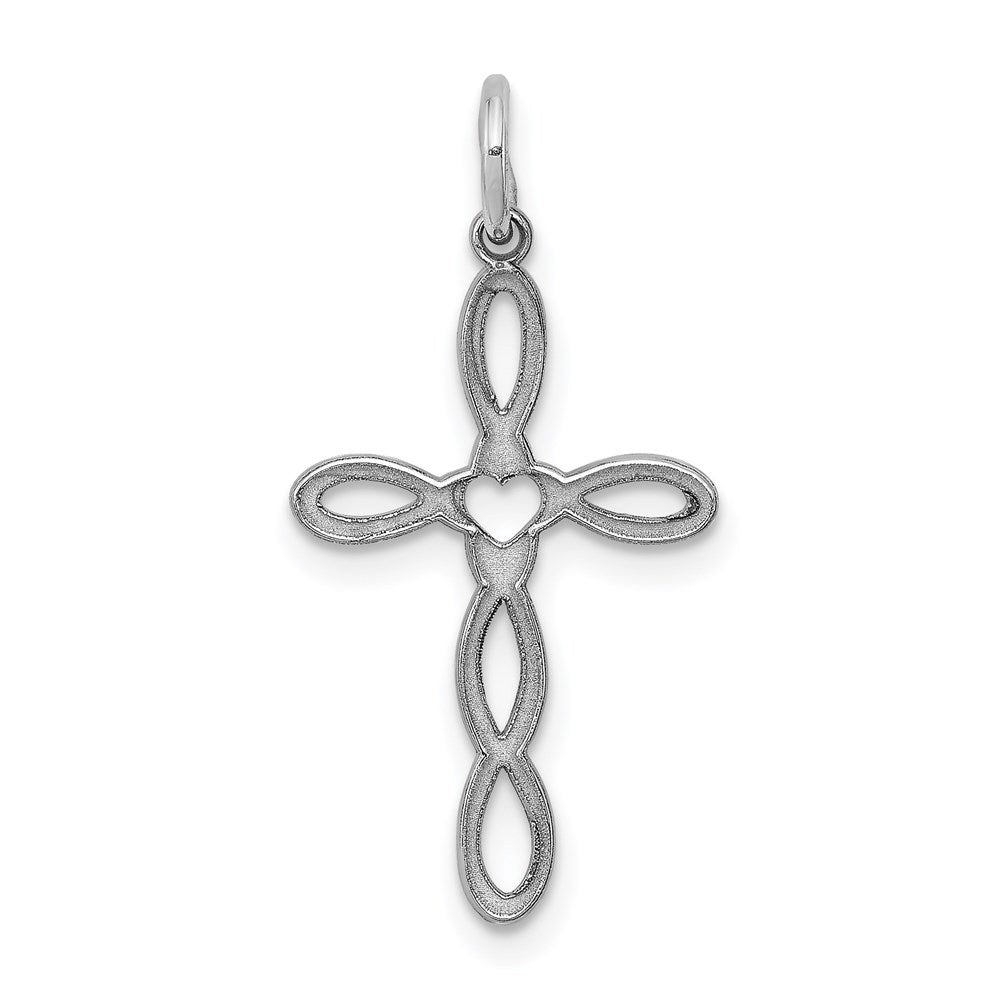 Sterling Silver Rhodium-plated Laser Designed Cross Pendant - 48
