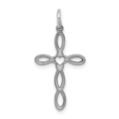 Sterling Silver Rhodium-plated Laser Designed Cross Pendant - 48