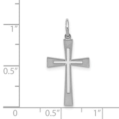 Sterling Silver Rhodium-plated Laser Designed Cross Pendant - 20