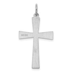 Sterling Silver Rhodium-plated Laser Designed Cross Pendant - 19