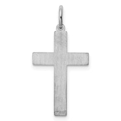 Sterling Silver Rhodium-plated Laser Designed Cross Pendant - 51