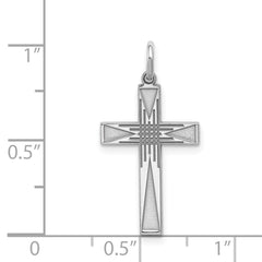 Sterling Silver Rhodium-plated Laser Designed Cross Pendant - 51