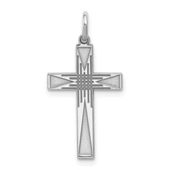 Sterling Silver Rhodium-plated Laser Designed Cross Pendant - 51