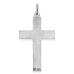 Sterling Silver Rhodium-plated Laser Designed Cross Pendant - 24
