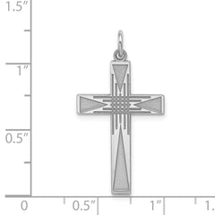 Sterling Silver Rhodium-plated Laser Designed Cross Pendant - 24