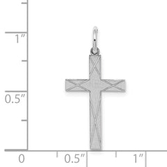 Sterling Silver Rhodium-plated Laser Designed Cross Pendant - 52