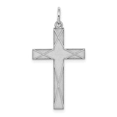 Sterling Silver Rhodium-plated Laser Designed Cross Pendant - 53