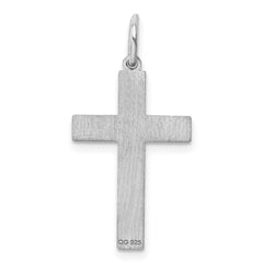 Sterling Silver Rhodium-plated Laser Designed Cross Pendant - 54