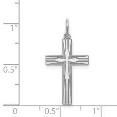 Sterling Silver Rhodium-plated Laser Designed Cross Pendant - 54