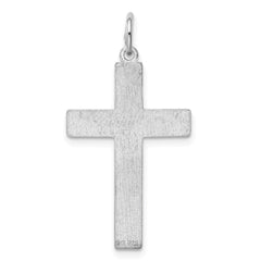Sterling Silver Rhodium-plated Laser Designed Cross Pendant - 55