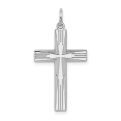 Sterling Silver Rhodium-plated Laser Designed Cross Pendant - 55