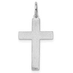 Sterling Silver Rhodium-plated Laser Designed Cross Pendant - 56