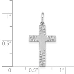 Sterling Silver Rhodium-plated Laser Designed Cross Pendant - 56