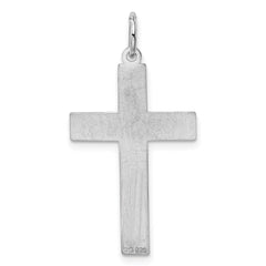 Sterling Silver Rhodium-plated Laser Designed Cross Pendant - 57