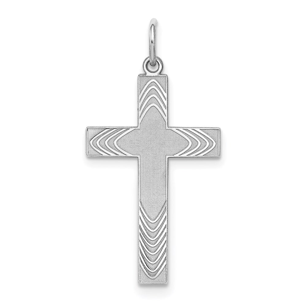 Sterling Silver Rhodium-plated Laser Designed Cross Pendant - 57