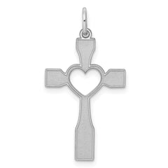 Sterling Silver Rhodium-plated Laser Designed Cross Pendant - 58