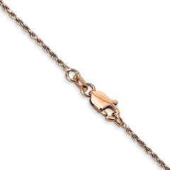 14K Rose Gold 20 inch 1mm Diamond-cut Man Made Rope with Lobster Clasp Chain