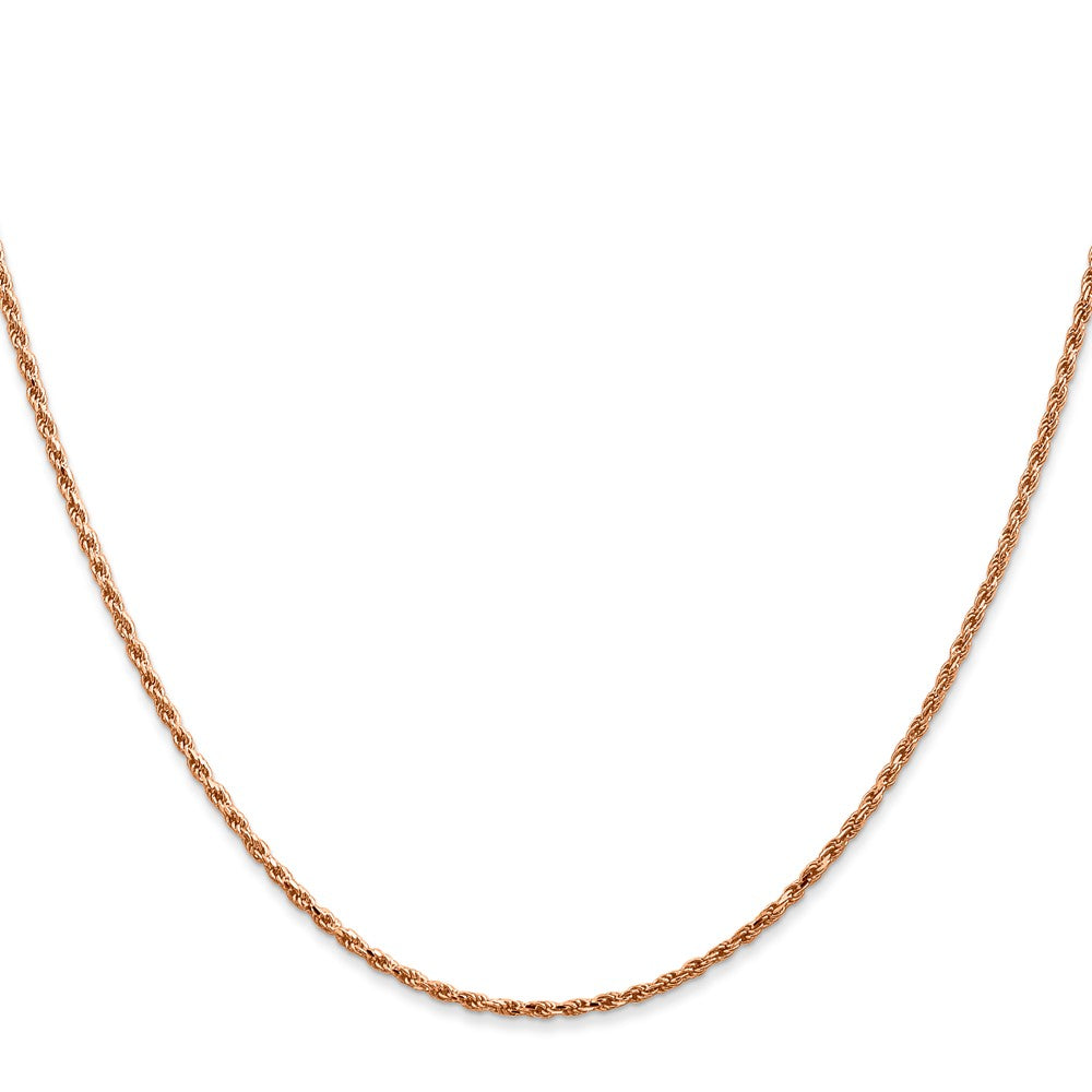 14K Rose Gold 20 inch 1.5mm Diamond-cut Man Made Rope with Lobster Clasp Chain