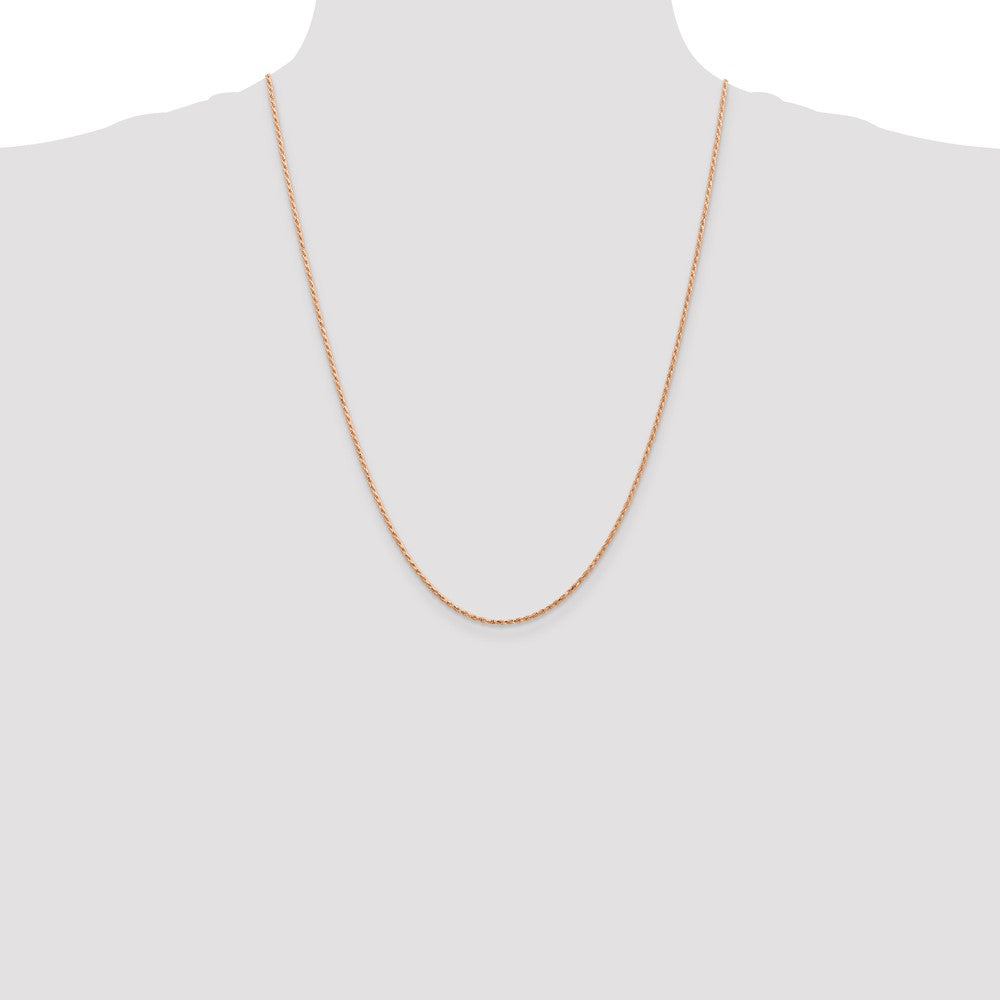 14K Rose Gold 24 inch 1.5mm Diamond-cut Man Made Rope with Lobster Clasp Chain