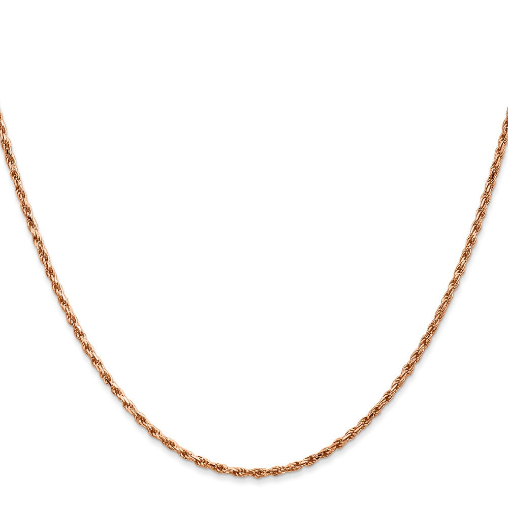 14K Rose Gold 20 inch 1.8mm Diamond-cut Man Made Rope with Lobster Clasp Chain