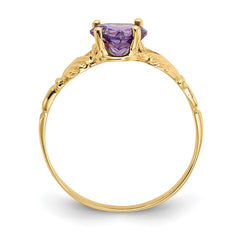 14k February CZ Birthstone Claddagh Ring
