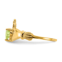14k August CZ Birthstone Claddagh Ring
