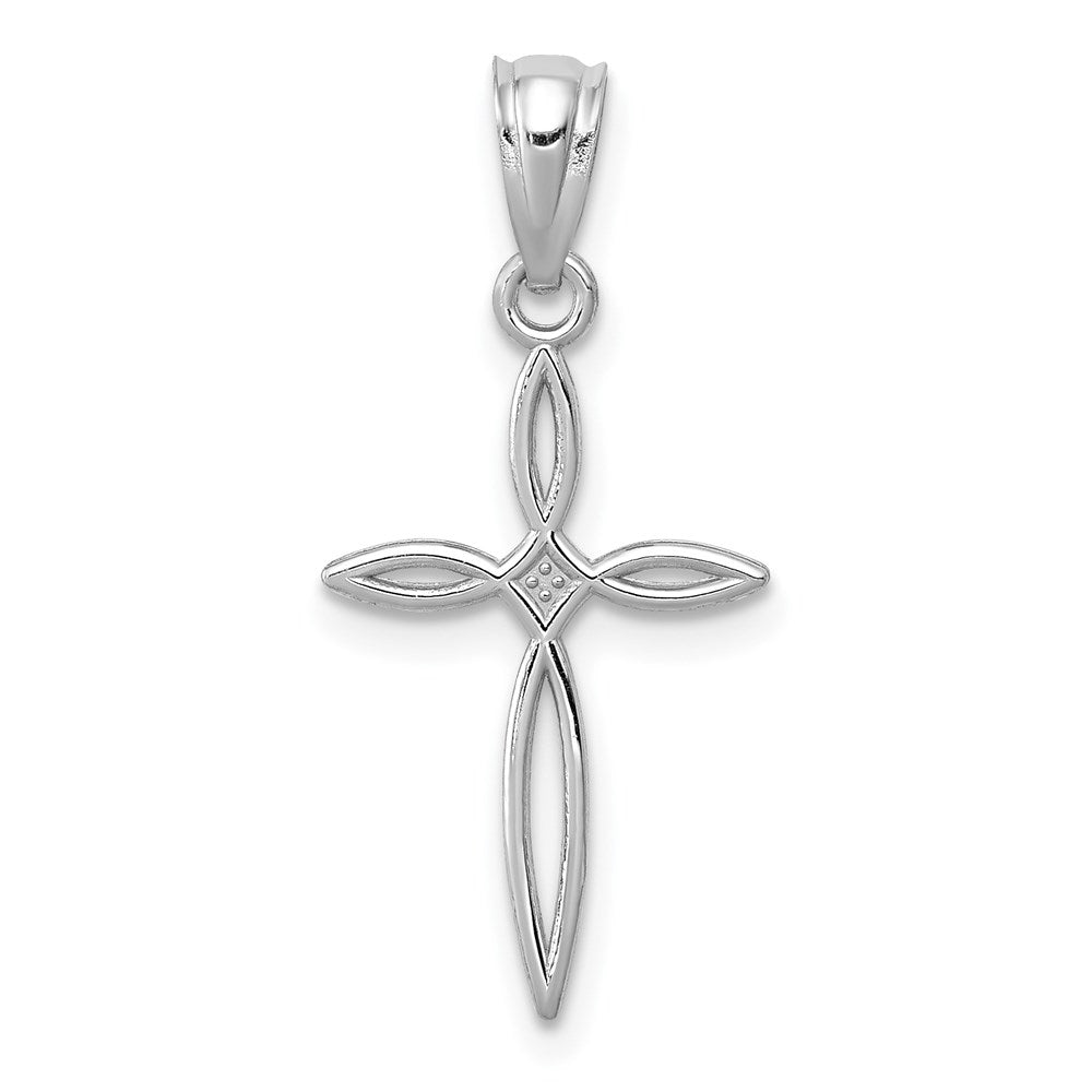 14k White Gold Passion Cross Charm - 2