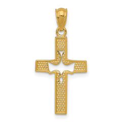 14k Dove Cross Pendant - 2