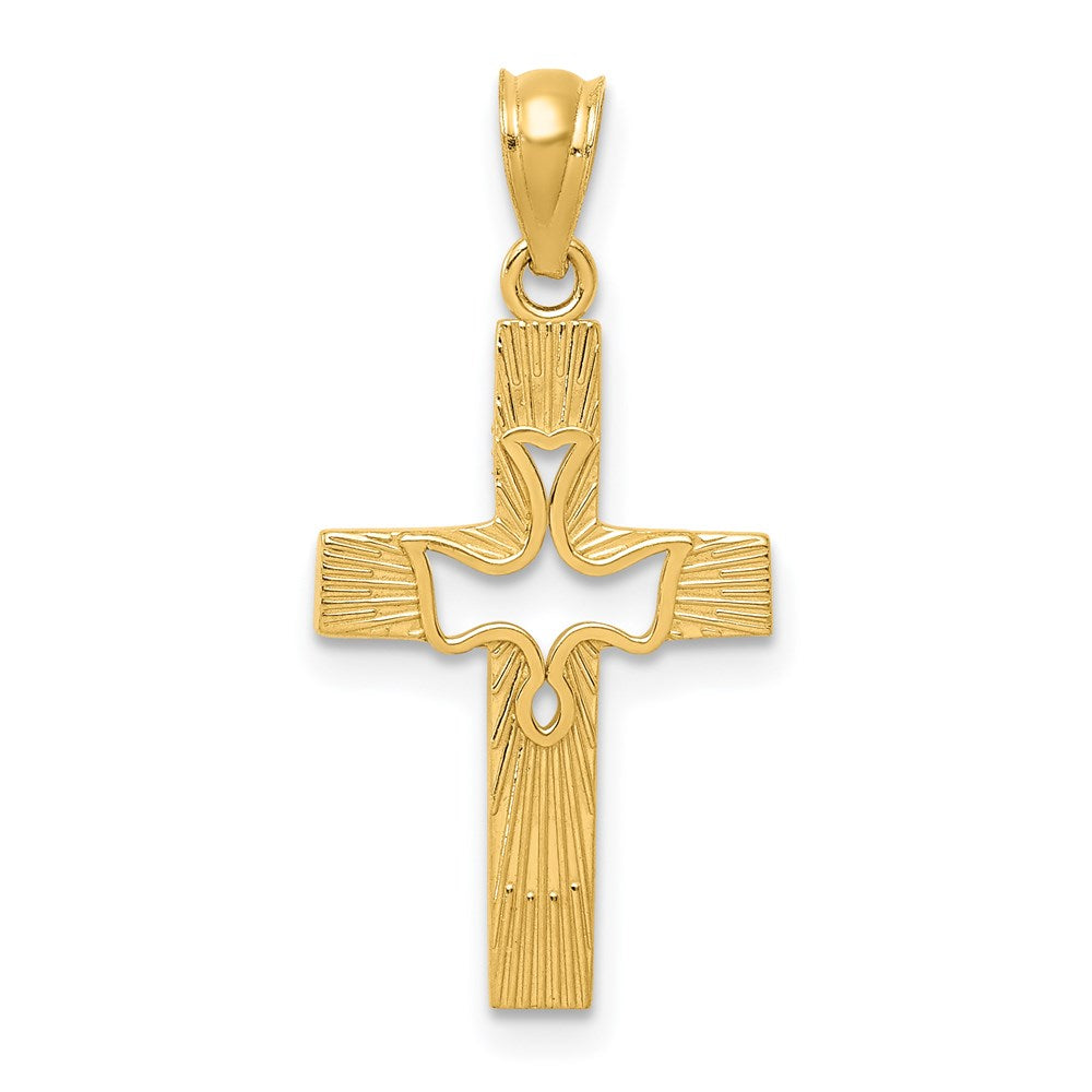 14k Dove Cross Pendant - 2