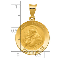 14k Saint Anthony Medal Hollow Pendant - 2