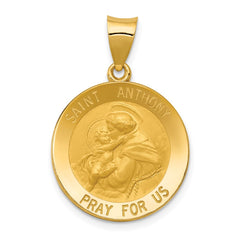 14k Saint Anthony Medal Hollow Pendant - 2