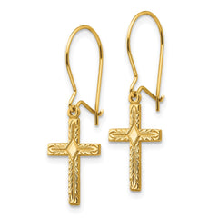 14k Polished & Satin Cross Earrings - 2