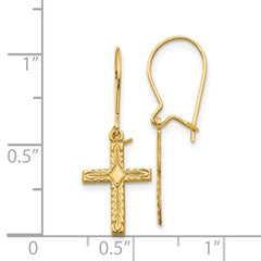 14k Polished & Satin Cross Earrings - 2