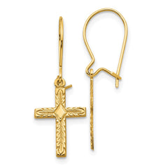14k Polished & Satin Cross Earrings - 2