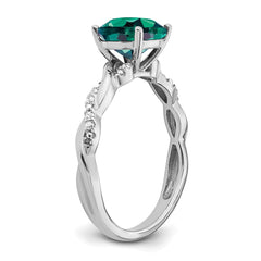 Sterling Silver Rhodium-plated Created Alexandrite and Diamond Ring - 14
