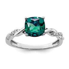 Sterling Silver Rhodium-plated Created Alexandrite and Diamond Ring - 14