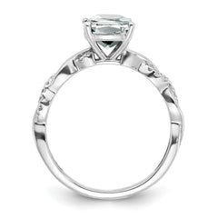 Sterling Silver Rhodium-plated White Topaz and Diamond Ring - 16