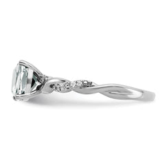 Sterling Silver Rhodium-plated White Topaz and Diamond Ring - 16