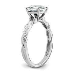 Sterling Silver Rhodium-plated White Topaz and Diamond Ring - 9