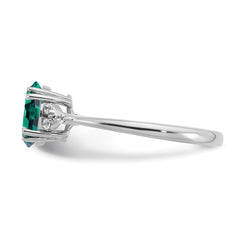 Sterling Silver Rhodium-plated Created Alexandrite and Diamond Ring - 8
