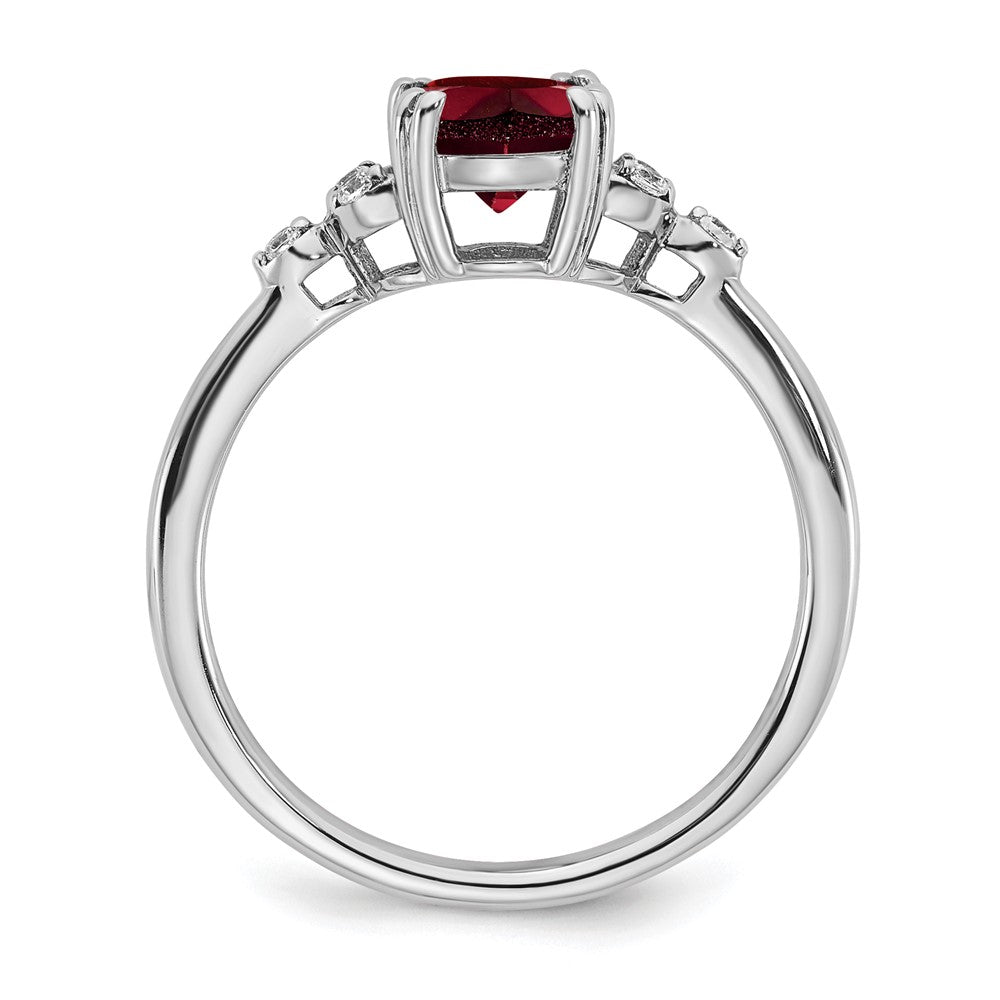 Sterling Silver Rhodium-plated Garnet and Diamond Ring